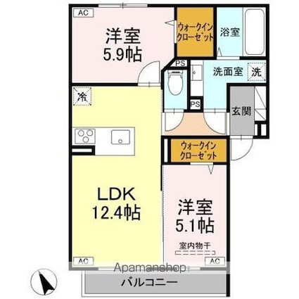Ｄーｒｅｓｉｄｅｎｃｅ東川口Ｓ[2LDK/56.72m2]の間取図