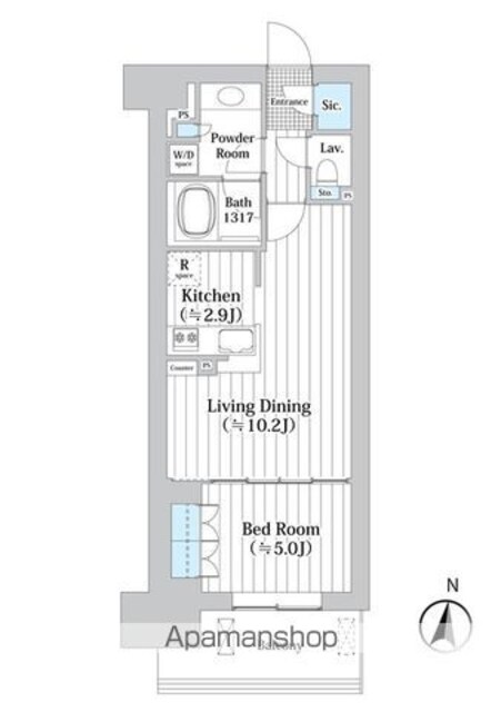 アビティグランデ砧　（Ｂ棟）[1LDK/45.1m2]の間取図