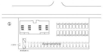 ヴォワレ　エ　フルール新北町[1LDK/45.63m2]の配置図