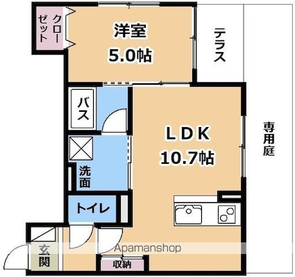 ウォグノォつきのわ[1LDK/37.27m2]の間取図
