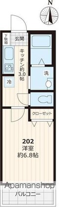 プラムガーデン代田[1K/23.58m2]の間取図