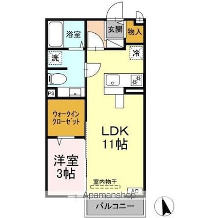 モナリエ平和台　ⅠⅡⅢ[1LDK/37.53m2]の間取図