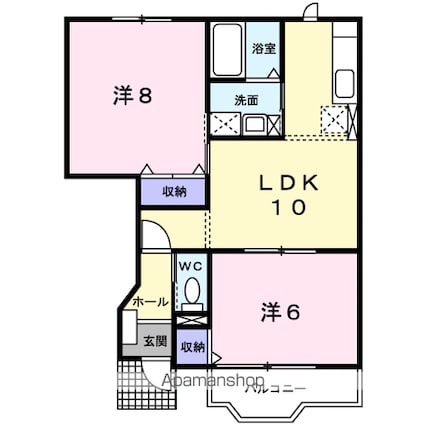 サンフィールドＢ[2LDK/51.79m2]の間取図