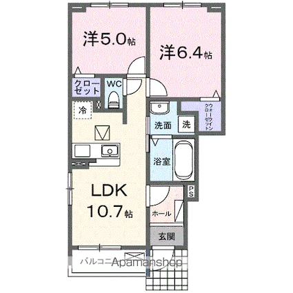 ロイセレストＡ[2LDK/50.47m2]の間取図
