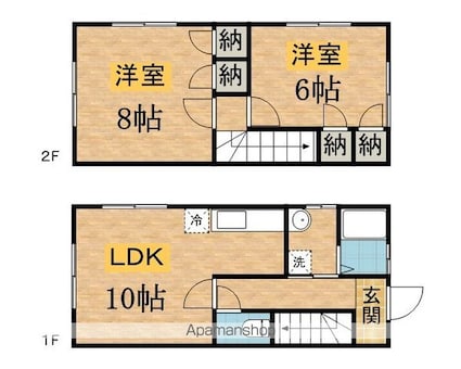 メゾン南大沢Ｂ[2LDK/60.44m2]の間取図