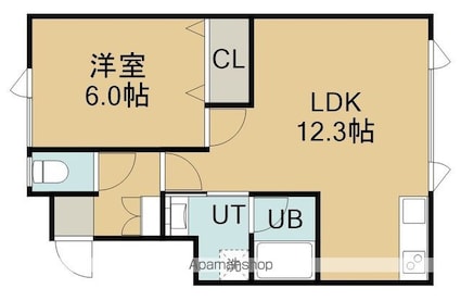 アイエスハイムⅡ[1LDK/34.64m2]の間取図