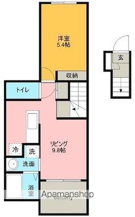和歌山県和歌山市西庄[1LDK/41.27m2]の間取図