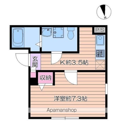 ＩＲＯＨＡ浅草[1K/23.66m2]の間取図