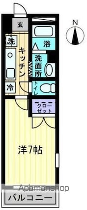 アイランドガーデン山田[1K/23.24m2]の間取図