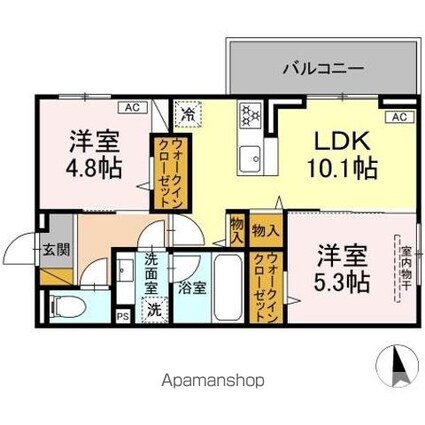 ルボワ　エスト[2LDK/50.26m2]の間取図