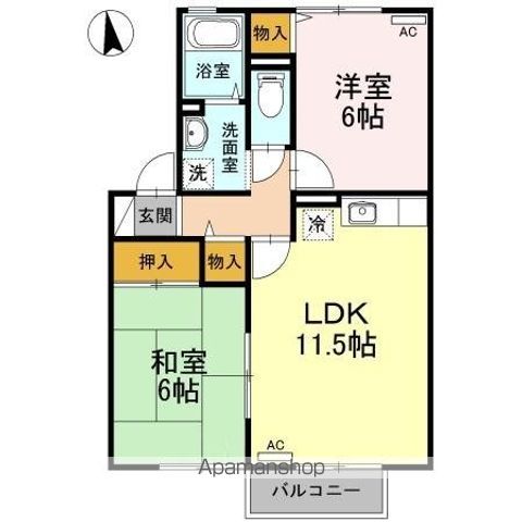 アビタシオン那賀川 B棟の間取り写真