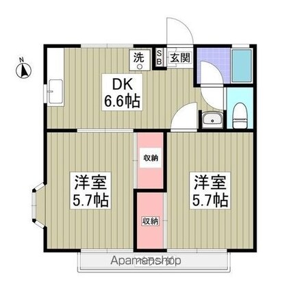 コーポ中島Ａ[2DK/37.74m2]の間取図