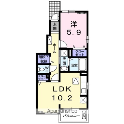 ウィステリア[1LDK/43.1m2]の間取図