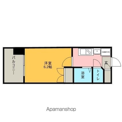パルティール城西[1K/20.37m2]の間取図