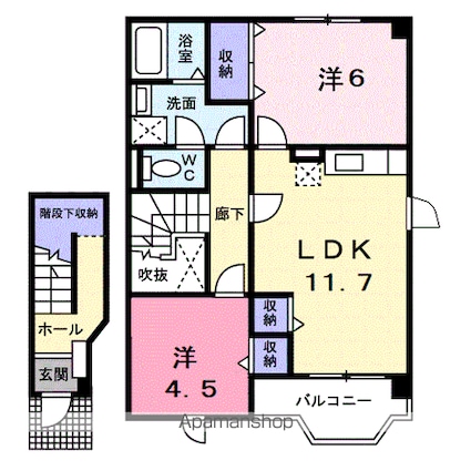 ルミエールアカフネ　Ａ[2LDK/58.12m2]の間取図