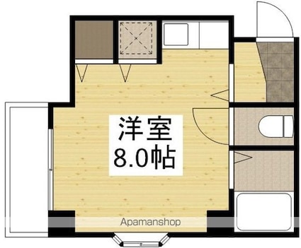 岡山県岡山市北区鹿田町１丁目[1R/21.46m2]の間取図