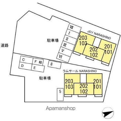 ラムサールＪＯＹ　ＮＡＲＡＳＨＩＮＯ　ＪＯＹ　ＮＡＲＡＳＨＩＮ 102 ｜ 千葉県習志野市谷津町１丁目4-7（賃貸アパート1LDK・1階・33.42㎡） その3