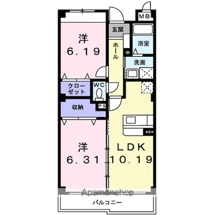 Ｖｅｎｔｏ・Ｌｕｃｅ[2LDK/53.09m2]の間取図