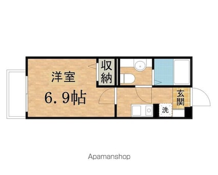 クレールメゾンⅡ[1K/22.77m2]の間取図
