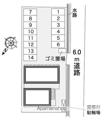 レオパレスあすなろ[1K/20.28m2]の配置図