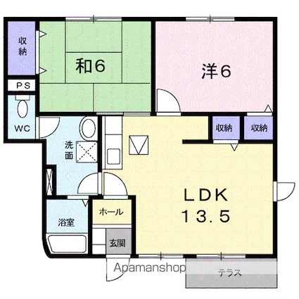 リヴィエール岩出Ⅰ[2LDK/58.69m2]の間取図
