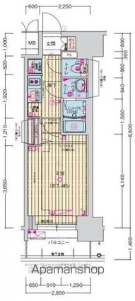 プレサンス今池駅前フェルディノ[1K/24.51m2]の間取図