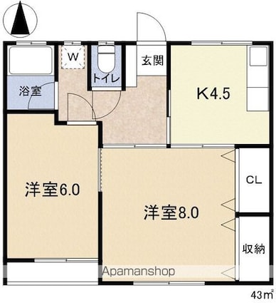 ニュー穂高荘[2K/43m2]の間取図