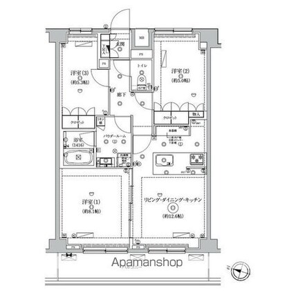 ニューミラ明大前[3LDK/71.4m2]の間取図