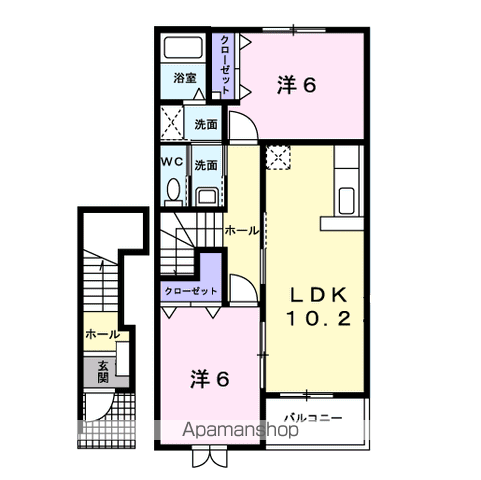 【潮来市日の出のアパートの間取り】