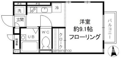 マロンヴィラ国立　Ｂ棟[1R/23.18m2]の間取図