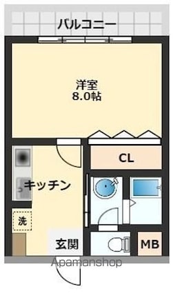 ポレールさかえ[1K/28.8m2]の間取図