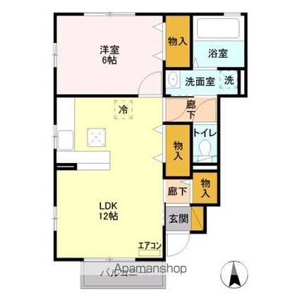 ヴェルドミール[1LDK/42.6m2]の間取図