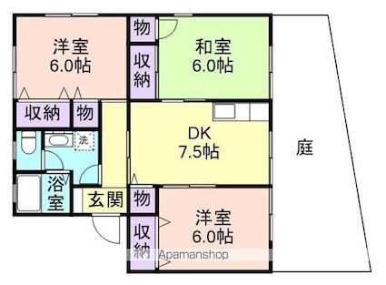 ヤマイチＰＬＡＺＡセジュール弐番館[3DK/61.29m2]の間取図