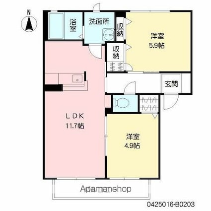 シャーメゾン　ルミエール　Ⅱ棟[2LDK/50.78m2]の間取図