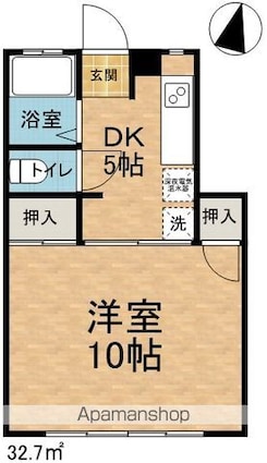 クレルデリュヌⅠ[1K/32.7m2]の間取図