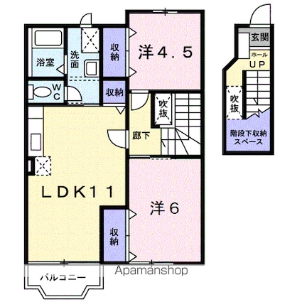 福井県坂井市春江町中庄[2LDK/59.77m2]の間取図