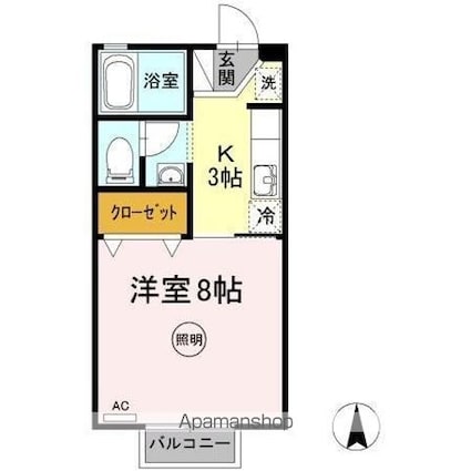 サンハイツ（林町）[1K/26.93m2]の間取図