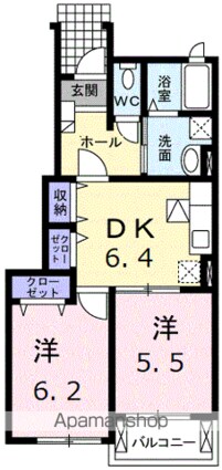 ベル・ラフレシール[2DK/45.72m2]の間取図