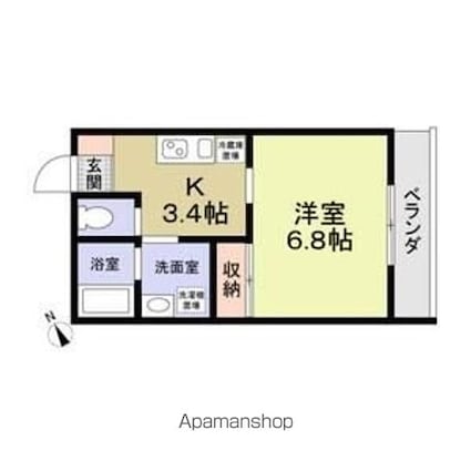 Ｃａｓｓｅｔａ　Ｃａｒｉｎａ（カゼッタ　カリーナ）[1K/25.15m2]の間取図
