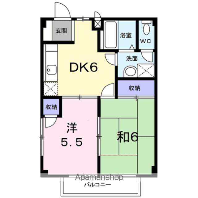 シャルマンヒルズＫ[2DK/40.04m2]の間取図
