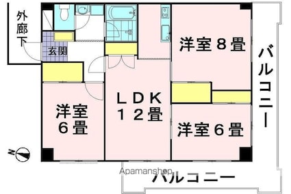 小林レジデンス[3LDK/69.84m2]の間取図