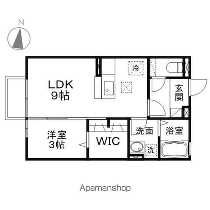 プレジール[1LDK/33.39m2]の間取図