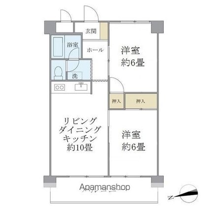 シャルム・Ｋ・カーサ[2LDK/50.15m2]の間取図