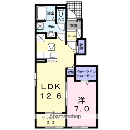 グランベルジェ　Ⅱ[1LDK/50.08m2]の間取図