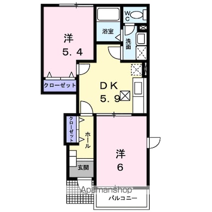 コージーハウス石井Ｃ[2DK/42.77m2]の間取図
