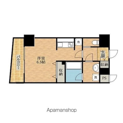 プレディアスタイル横濱沢渡[1R/26.13m2]の間取図