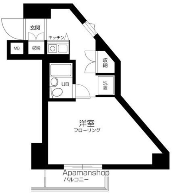 東京都世田谷区若林４丁目[1K/22.49m2]の間取図