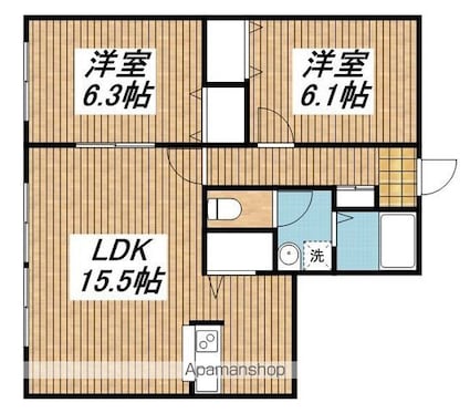 東京都武蔵村山市榎２丁目[2LDK/61.27m2]の間取図