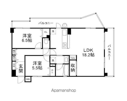 グレーシィ石山[2LDK/72.22m2]の間取図