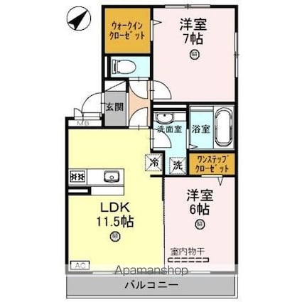 ウエストゲート[2LDK/58.37m2]の間取図